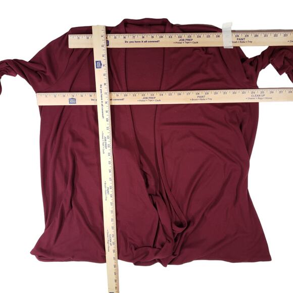 Pure Jill J Jill Draped Cardigan M Women Burgundy Wine Red Long Sleeve Neck Wrap - Picture 4 of 9